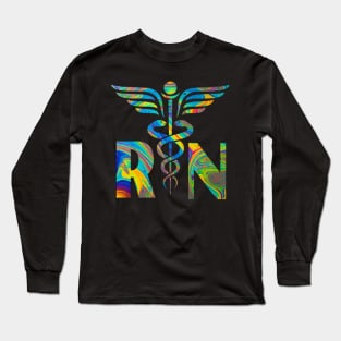 Lovely RN Registered Nurse Tie Dye Long Sleeve T-Shirt